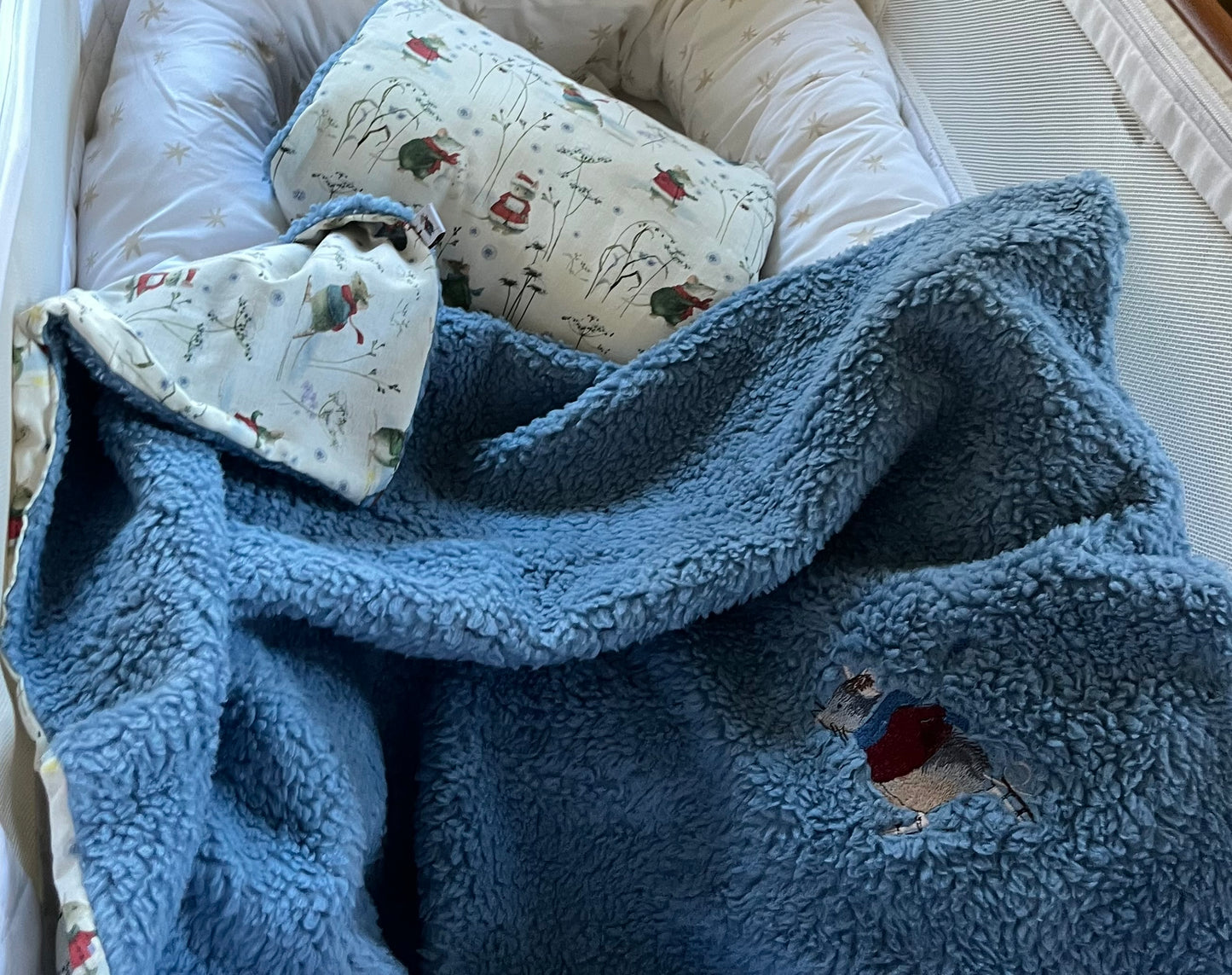 Babydecke Wintermäuse in Wunschfarben