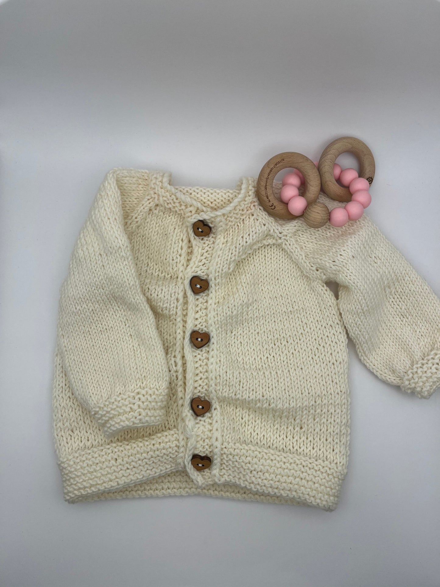 Strickjacke aus Merinowolle wollweiß