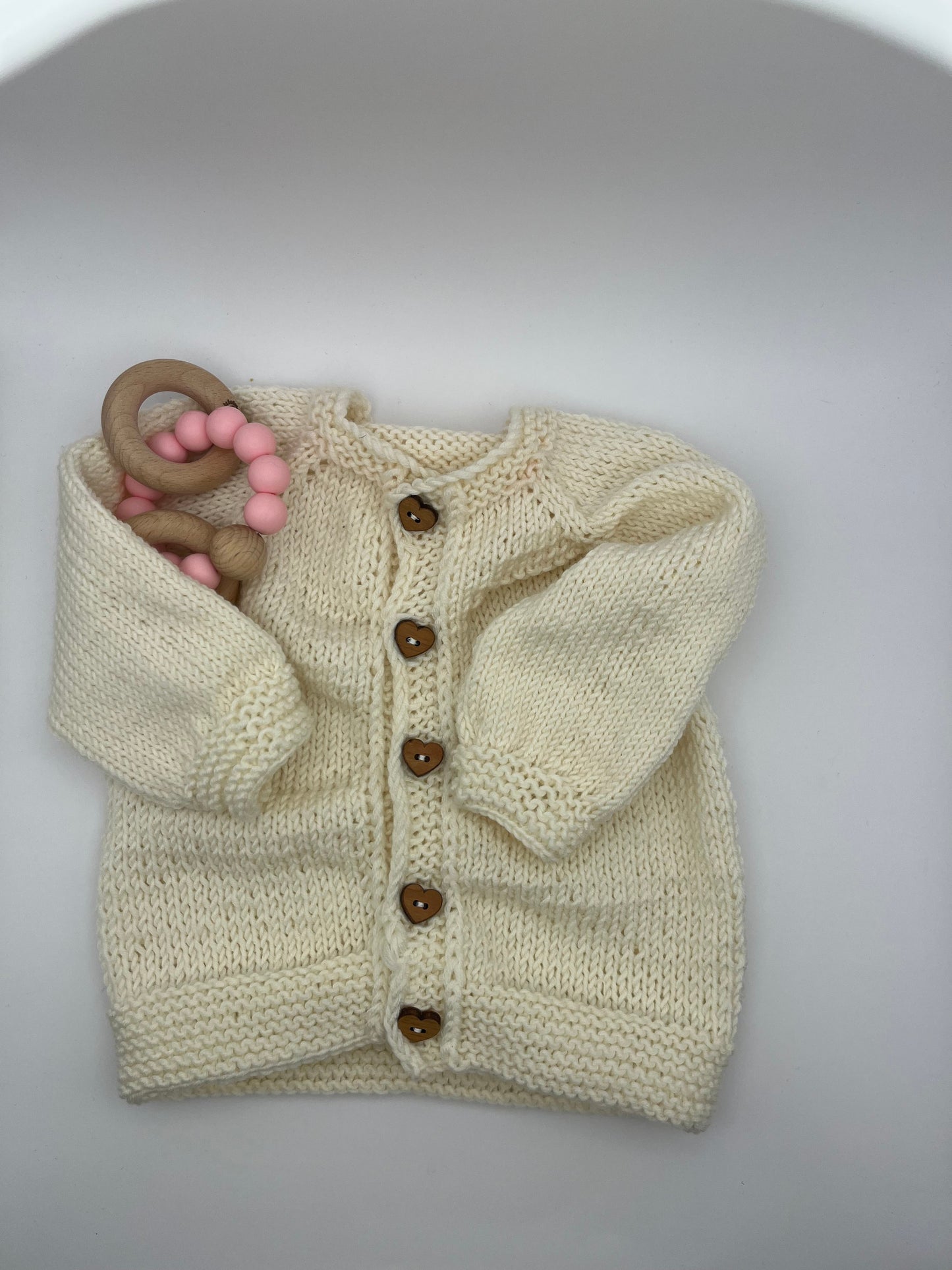 Strickjacke aus Merinowolle wollweiß